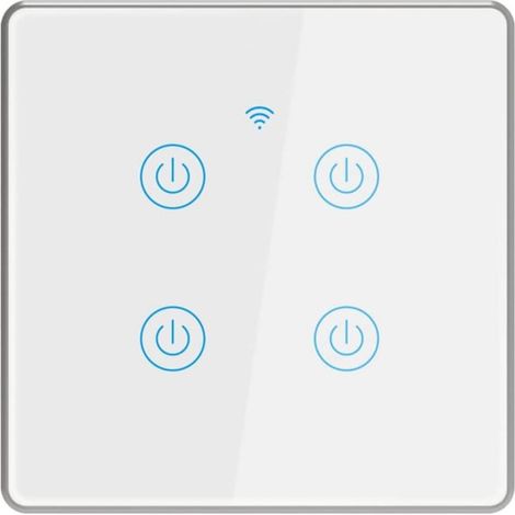 Intelligenter, wasserdichter Lichtschalter mit silberner Aluminiumrahmenhalterung, kabelloser Fernbedienung und Sprachsteuerung, geeignet fürs Schlafzimmer (1/4)