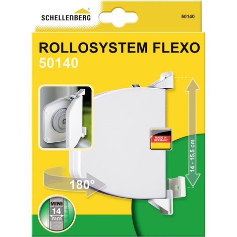 Schellenberg 50140 Avvolgitore Flexo Mini Bianco, Pieghevole Aperto, per tapparelle avvolgibili, 14 cm, Girevole a 180, Spaziatura dei fori 14-15,5 cm