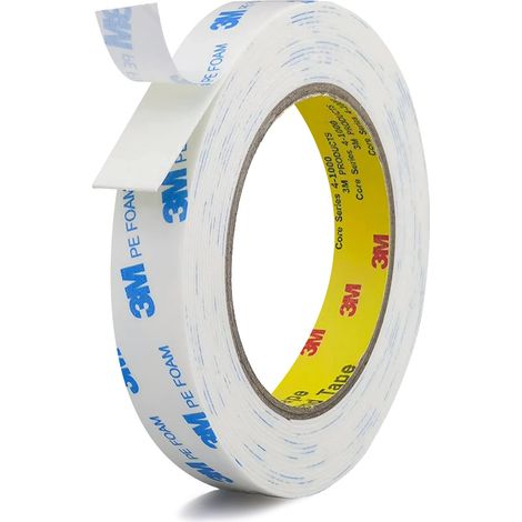 Ruban Adhésif Double Face en Mousse PE Blanc, 1,5 cm x 3 m, Montage Sans Marque, pour Décoration de la Maison et de la Voiture (1/5)