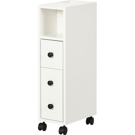 Porte-papier toilette – armoire à papier toilette – 3 étagères + tiroir coulissant – finition blanche