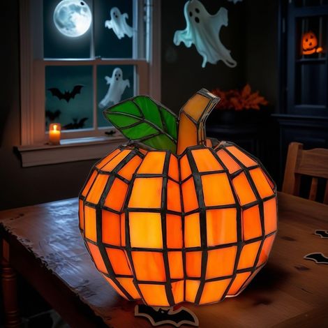 Kürbislaterne, Kürbis-Tischlampe für Halloween, Halloween-Dekorationen und herbstliche Wohndeko (1/5)