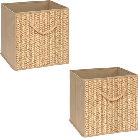 Lot de 2 boîtes de rangement cubes effet rotin MIX'N MODUL