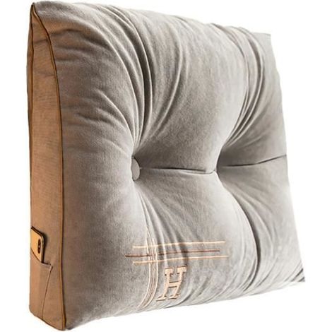 Coussin de Dossier Haut rembourré pour canapé lit Dossier Grand Triangle, Coussin Lombaire, Coussin de Dos, Gris, 60x50x20cm (1/4)