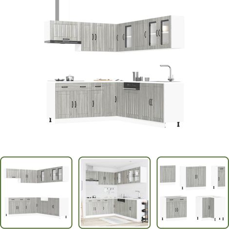 vidaXL Küchenmöbel - 11-tlg. Küchenschrank-Set Lucca Grau Sonoma Holzwerkstoff (1/5)