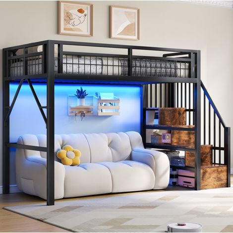 Letto a soppalco 90x200 con contenitore in metallo OKMYHOME (1/5)