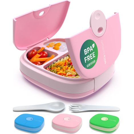 Lunch Box Bento Enfant, 3 Compartiments, Couverts Inclus, Sans BPA (1/5)