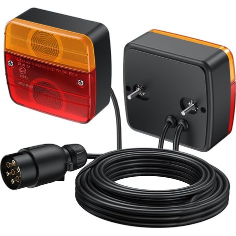 Kit de Connexion Feu Arrière Remorque 7 Broches 12 V avec Câble 7,5 m – 2 Pièces Homologuées E (1/5)