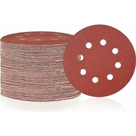 EASYCOMFORT Lot de 150 disques abrasifs grain 120 à 8 trous - Papier abrasif résistant pour ponceuse orbitale aléatoire - Bois, métal, marbre, plastique (1/5)