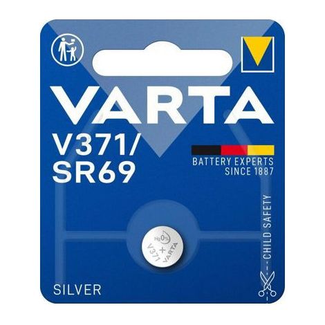Varta – Pile bouton Oxyde d'argent V371 – Tension 1,55 V – Dimensions Ø9,5 x 2,05 mm – Longue durée pour montres et appareils électroniques (1/6)