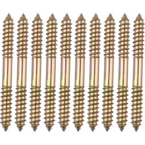 10 Furniture Fixing Bolts Dowel - M8 x 80MM Double Ended Head - Wood to Wood
