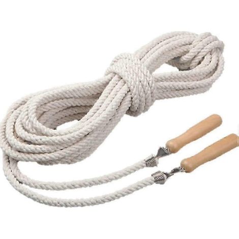Cette corde à sauter de 7 mètres (22,9 pieds) avec poignées en bois est la corde à sauter idéale pour les doubles en équipe, pour les sports scolaires et les activités de plein air. (1/5)