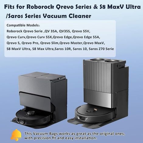 Staubbeutel für Qrevo-Serie, QV 35A/35S, Qrevo S/Pro, Qrevo S5V, Saros 10R, Qrevo Curv/Edge, Qrevo Master/Slim Saugroboter, 10 Stück 3-Liter-Staubsaugerbeutel mit hoher Kapazität als Ersatzteile (1/5)