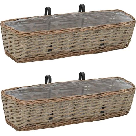 Jardinière de balcon 2 pcs Osier avec doublure en PE 60 cm (1/5)