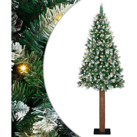 Sapin de Noël vert et élancé, 180 cm, en PVC et bois de pin massif. (1/5)