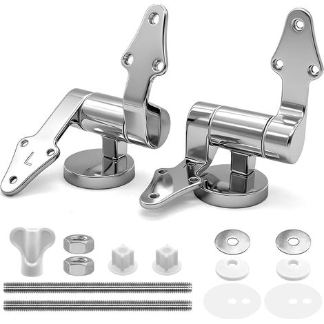 Charnières de rechange pour abattant de WC avec système d'abaissement automatique - Charnière de rechange en alliage de zinc - Charnière de rechange avec ferrures pour la plupart des sièges de (1/5)