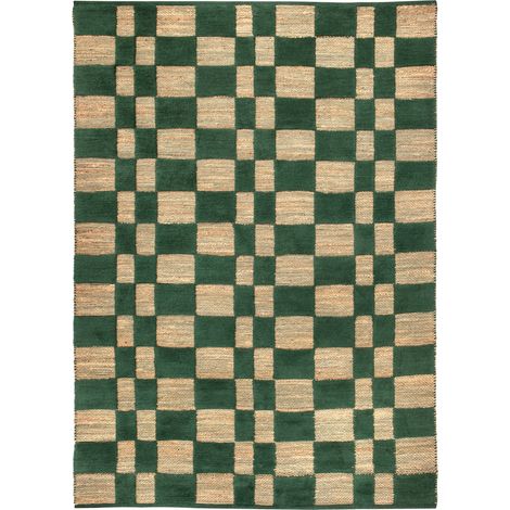 VIVARAISE - Tapis décoratif Milena en jute, laine et coton - Couleur Abysse - Dimensions 290 x 200 cm