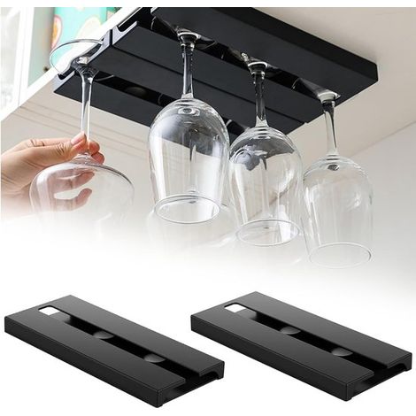Porte-verres à vin (lot de 2) - Noir - Porte-verres pour 6 verres - Étagère à verres (1/5)