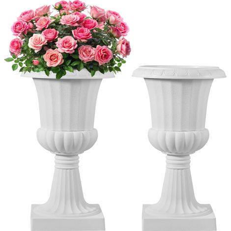 VEVOR Blumenspindel aus Kunststoff, 40x67 cm, 2er-Pack, Pflanzpokal. Pflanzkübel, Pflanzschale, weiße Blumentöpfe, für die Veranda, Hochzeit, Party, Zuhause, Bühne, Balkon, Terrassendekoration (1/5)