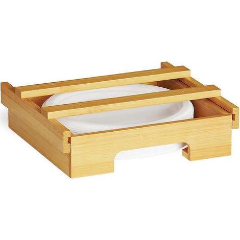 9/10-Zoll-Papptellerhalter aus Bambus – Universeller Halter für Küchenregale, Unterschränke oder Arbeitsplatten (1/5)