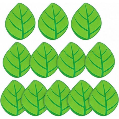 Irovami Tapis sol feuille enfants – lot 12, 30 cm, velours, antidérapants, vert (1/5)