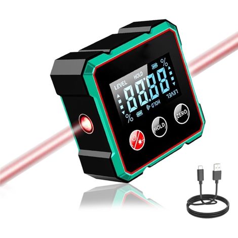 Medidor de ángulos digital magnético de cuatro lados, nivel de burbuja con pantalla LCD, inclinómetro cúbico retroiluminado, calibre de ingletes para sierras de mesa, herramientas de carpintería aptas