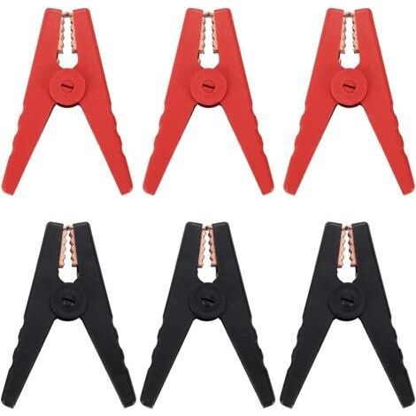 6 Pièces Pinces Crocodiles de Batterie de Voiture, Pinces Crocodiles de Batterie isolées 100A, Pinces de câble de Cavalier pour Bateau de véhicule (1/5)