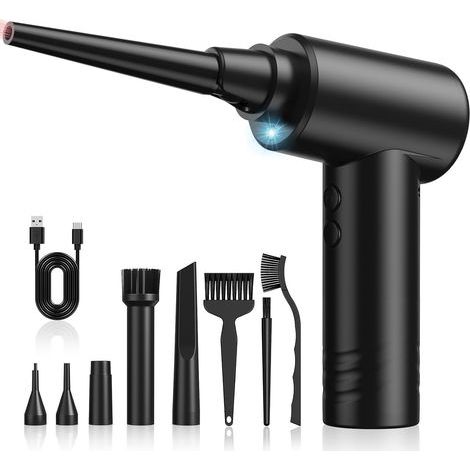 1 Souffleur Air Comprimé Moteur Sans Balais 3 Vitesses Batterie 7600mAh Nettoyage PC Clavier (1/5)