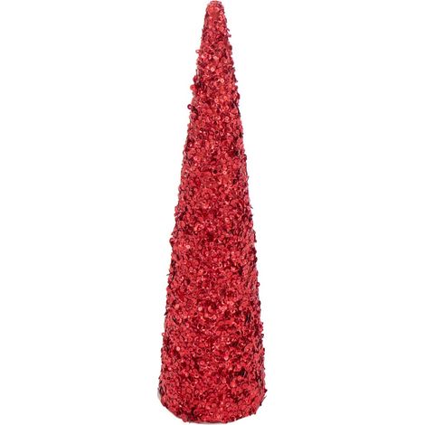 Déco Cône de Noël "Sequins" 56cm Rouge