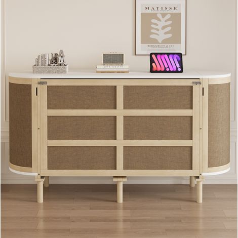 Bett Schrankbett platzsparend 140x200 Holz Rattan OKMYHOME (1/5)