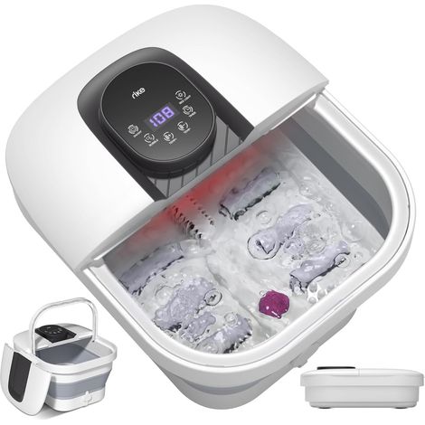 Bain de Pieds Massant Chauffant Pliable, Massage Pieds Spa 35â-48â Masseur Spa de Pieds avec Bulles et 6 Rouleaux de Massage, Pierre Ponce, 6 Timer, LumiĂšre Infrarouge (1/5)