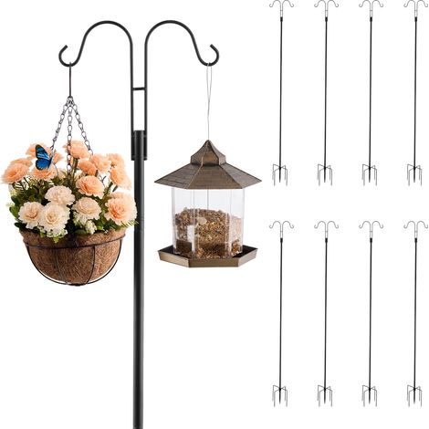 VEVOR Palo Ganci per Mangiatoia per Uccelli Gancio Doppio per Esterni 8 pezzi 2345 mm Palo Mangiatoia per Uccelli da Giardino, Supporto per Appendere Cesti per Piante, Lanterne, Campanelli