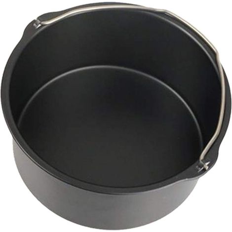 Moule à gâteau pour friteuse à air, panier de cuisson rond avec poignée en acier, accessoire pour pâtisserie (1/5)