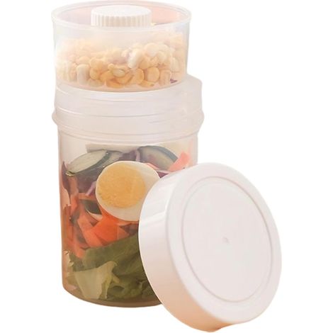 Salade déjeuner récipient,étanche 750ml double couche portable viennent avec couvercle,salade pots dressing verre - pour extérieur camping randonnée travail bureaux vacances longues course (1/5)
