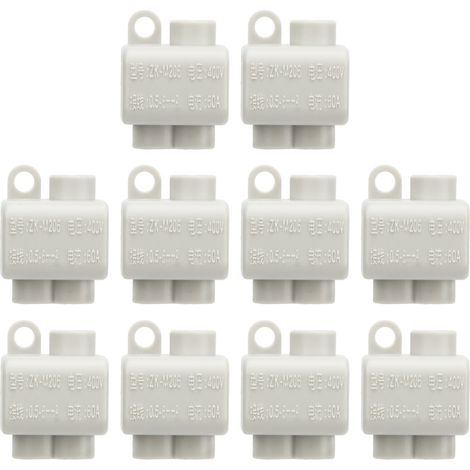 10 Pcs Bornes de Connexion Rapide 60A 400V, Blocs de Jonction Électrique 2 Entrées 1 Sortie pour Câbles 0,5‑6mm² (1/5)
