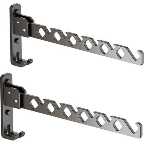 Kleiderbügel – Klappbare Haken – Platzsparende Aufhängung – 180° drehbar – 34 x 13 cm – Schwarz (1/5)