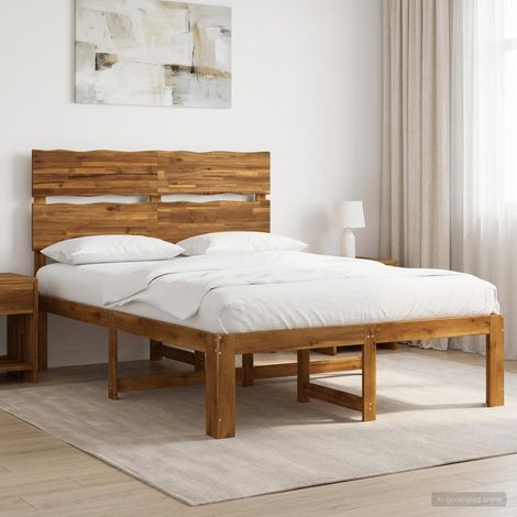 Cama doble con cabecero ROSTOCK Natural 152 x 203 cm (1/5)