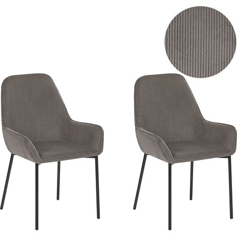 Esszimmerstuhl 2er Set LOVERNA Cord Grau