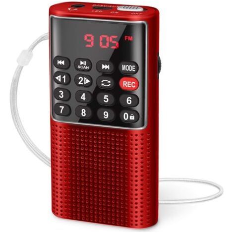 Portable Radio, Small Rechargeable Portable Radio with Recording Function, Portable FM Radio Station Supports MP3/TF/AUX/USB-C (1/5)