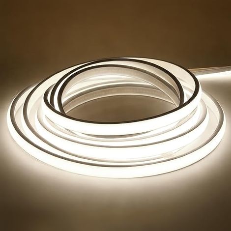 Ruban LED COB 220V, Bandeau LED Cuisine 15W/m, Etanche Lumière Linéaire sans Points, Bande Lumineuse pour Exterieur, Jardin, Corniche, Prise UE (Blanc, 2 m) (1/5)