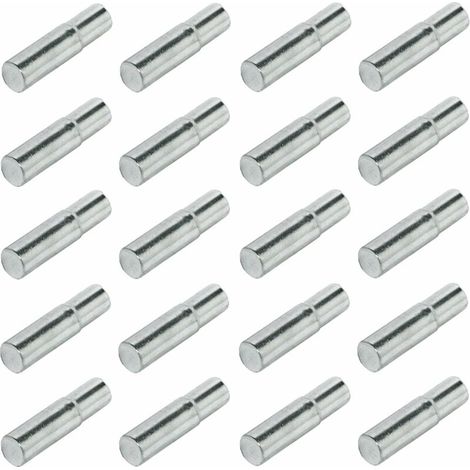 – Lot de 20 taquets à tenon universels 5mm – Acier pour meubles et étagères – Capacité de charge 80 kg – Longueur 22 mm (1/2)