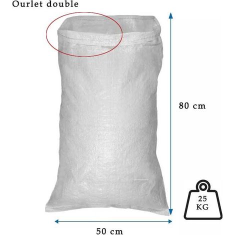 Sac à gravats tissé 25 kg - Dimensions 80x50cm (lot de 20 pièces)