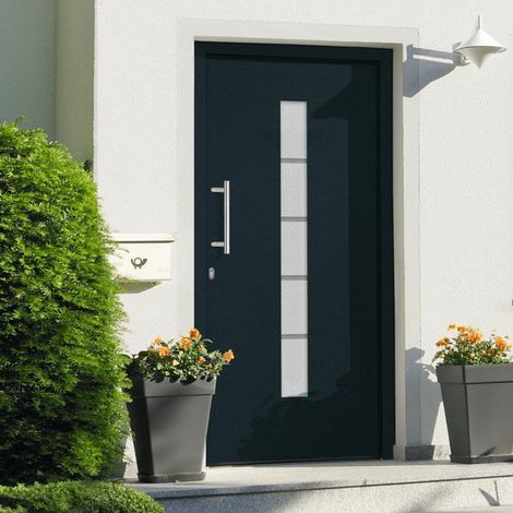 Porte d'entrée Aluminium et PVC Anthracite 100x200 cm