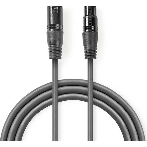 Cable de audio balanceado xlr macho de 3 pines xlr hembra de 3 pines niquelado 500 metros redondo pvc gris oscuro funda de carton