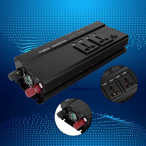 12V auf 220V 5000W Wechselrichter mit LCD-Bildschirm, USB-Kfz-Ladeadapter, digitaler Anzeige und Leistungstransformator (1/5)