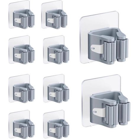 Set di 10 supporti per scope da parete senza foratura. Supporti autoadesivi per scope e mop. Mensole portaoggetti per scope e mop in cucina. (1/5)