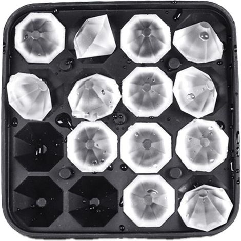 Ce bac à glaçons en silicone avec couvercle permet de réaliser 16 glaçons en forme de losange. Fabriqué en silicone alimentaire, il convient pour le whisky, les cocktails, les purées pour bébé et (1/5)