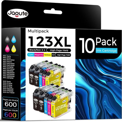 Cartouche d’Encre Compatible avec Brother LC123 LC123XL, 10 Pack (1/5)