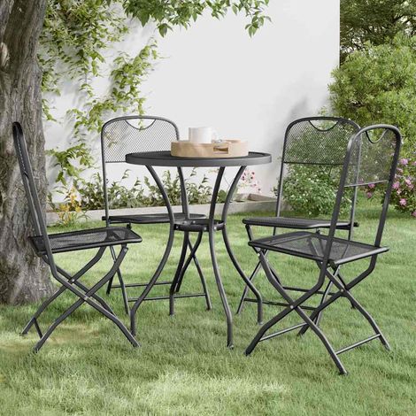 Chaises pliables jardin-Chaise de terrasse-Chaise d'extérieur lot de 4 Maille métallique Anthracite 414073 (1/5)