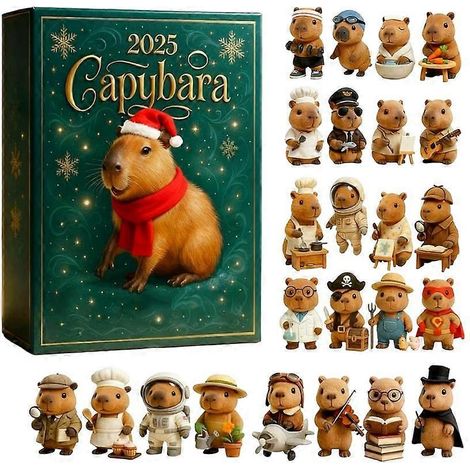 Calendario de llegada de Navidad con temática de capibara Calendario de cuenta regresiva de Navidad 24 piezas Árbol de Navidad Colgante plano 2D de capibara-01 (1/5)