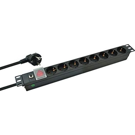 HELOS 19'' STECKDOSENLEISTE PROFESSIONAL, 8-FACH, SCHWARZ, 2,0M, MIT SCHALTER